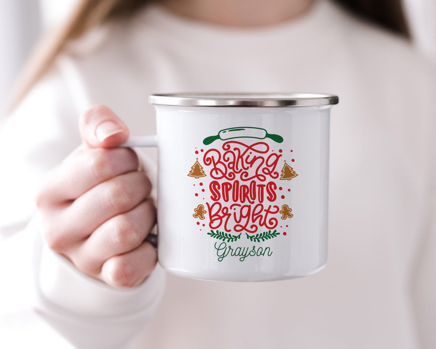 Baking Spirits Bright Mug - Christmas Mug - For Kids - Gift from Grandma - Personalized Mug - Hot Chocolate Mug for Kids - Personalized Gift