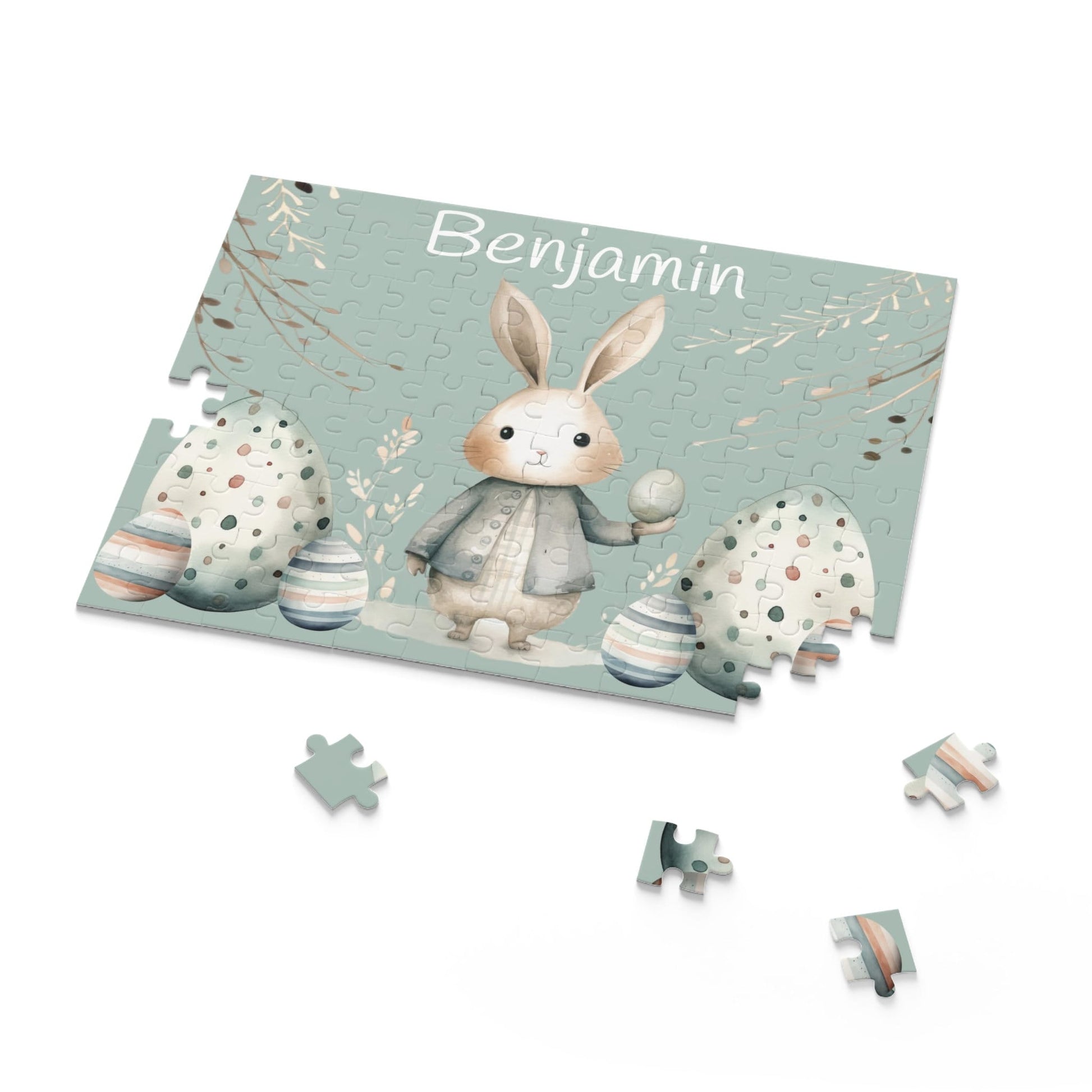 Colorful Easter puzzle with cute bunny and eggs – perfect for kids&#39; baskets